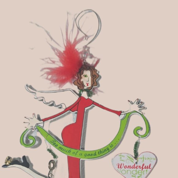 Cute Funny 'Too Much of a Good Thing is Wonderful' Lady Xmas Wire Tree Ornament - Picture 1 of 2